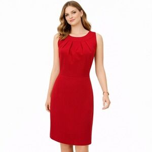 New Talbots Women's Dress Red‎ Sleeveless Sheath Wool Blend Career Size 12